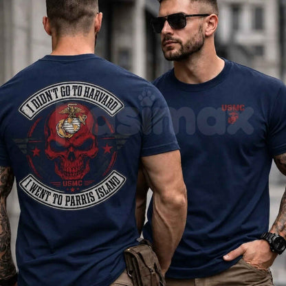 I Didn't Go To Harvard I Went To Parris Island T-Shirt – USMC Veteran Unisex Cotton Tee-Pasimax