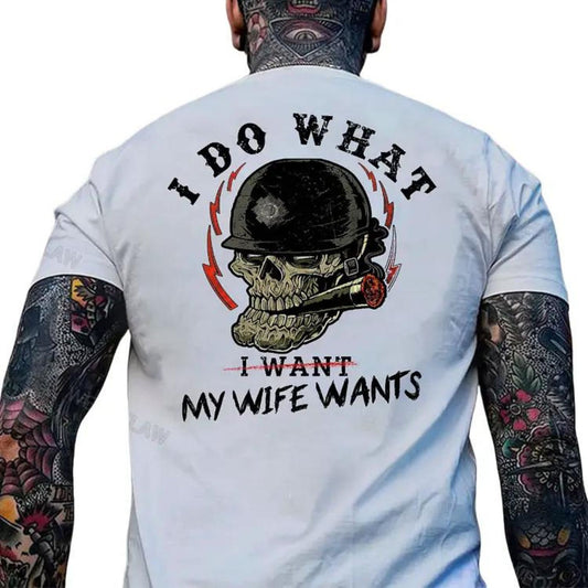 "I Do What My Wife Says" Funny Husband Shirt - Men’s Casual Graphic Tee, Wife Rules Streetwear-Pasimax