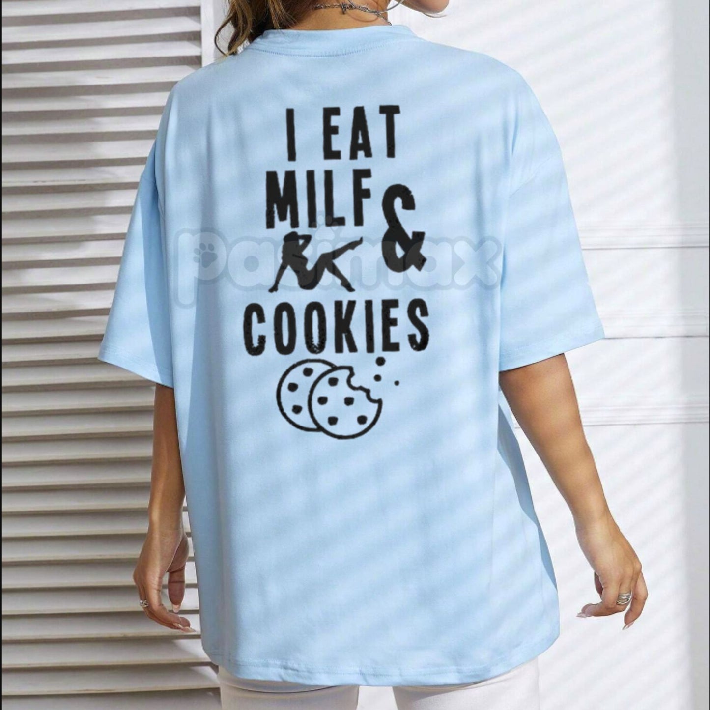 "I Eat Milf & Cookies" Funny T-Shirt - Humorous Sarcastic Graphic Tee, Naughty Christmas & Holiday Party Shirt, Premium Heavyweight Basic Cotton Crewneck, Adult Humor Gift for Men, Provocative Viral Meme Streetwear-Pasimax