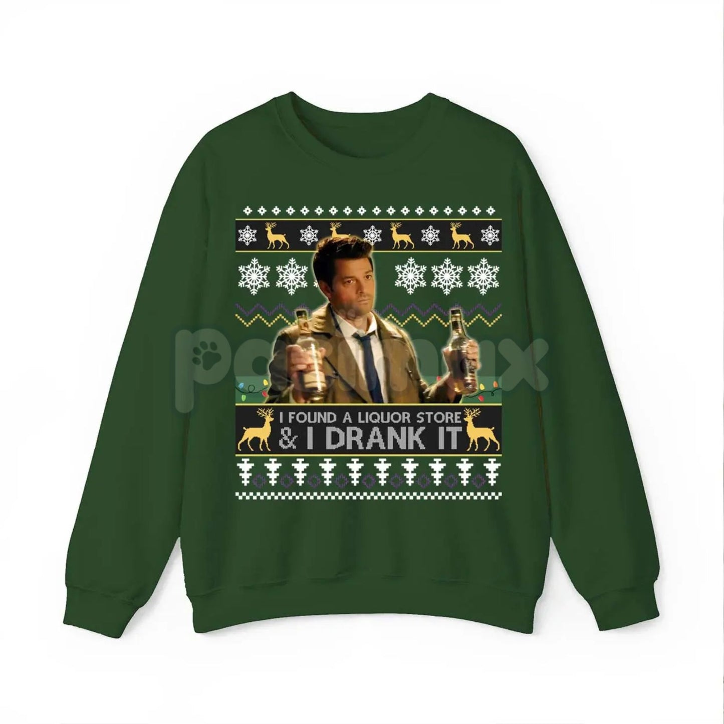 "I Found A Liquor Store And I Drank It" Ugly Sweater | Supernatural Moments Quote Funny Christmas Shirt | Dean Winchester Jumper-Pasimax