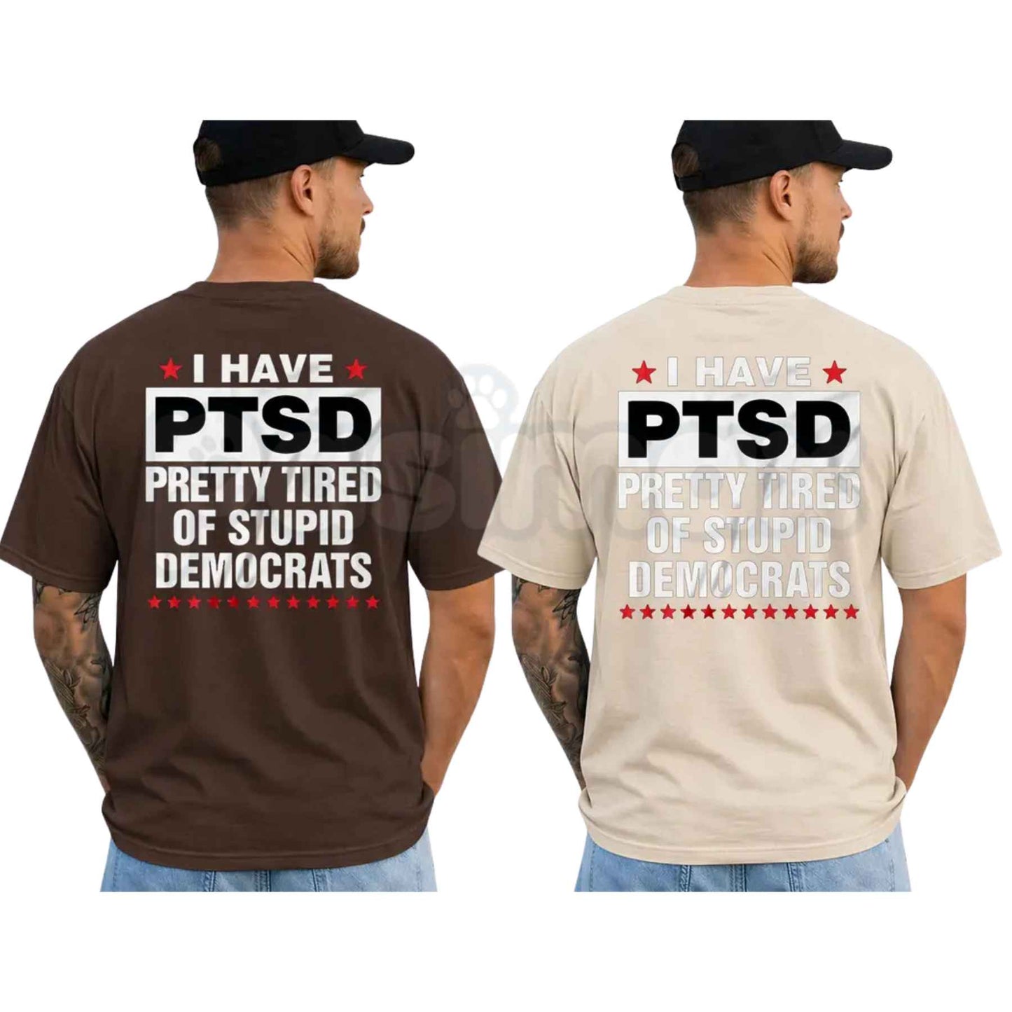I Have PTSD Pretty Tired Of Stupid Democrats T-Shirt – Funny Conservative Political Graphic Tee, Anti Democrat Unisex Cotton Shirt-Pasimax