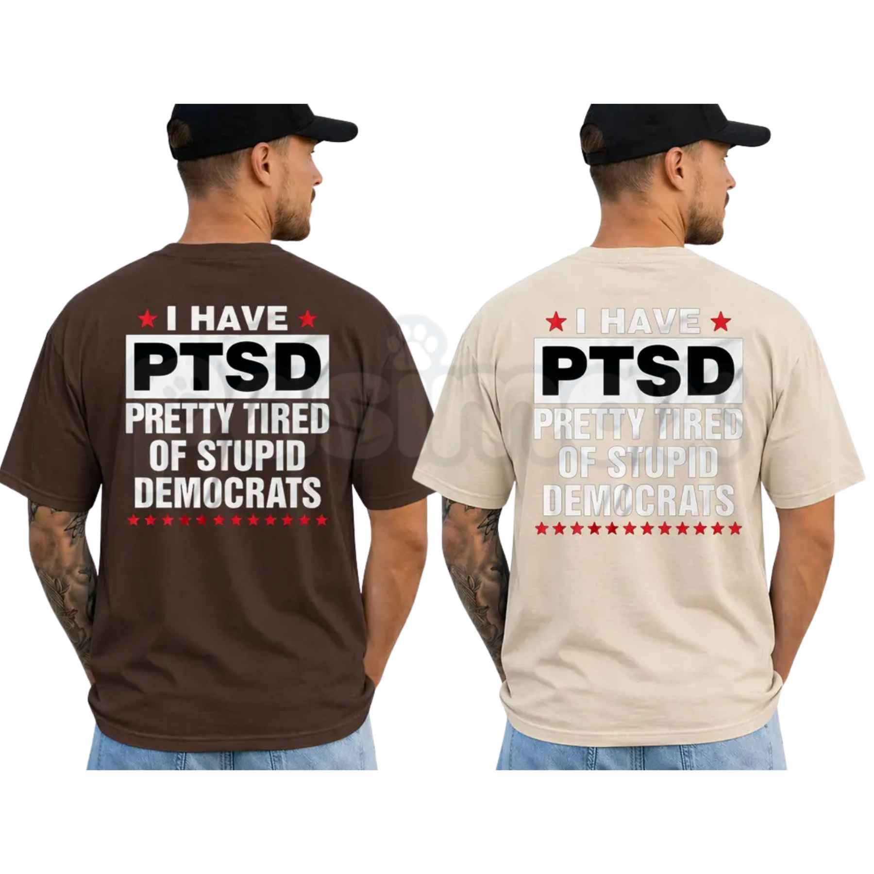 I Have PTSD Pretty Tired Of Stupid Democrats T-Shirt – Funny Conservative Political Graphic Tee, Anti Democrat Unisex Cotton Shirt-Pasimax
