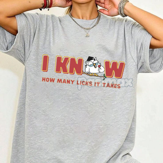 "I Know How Many Licks It Takes" Funny T-Shirt - Classic Pop Culture Nostalgia Tee, Witty Statement Shirt-Pasimax