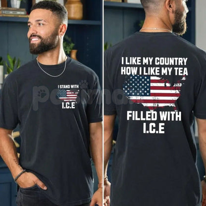 "I Like My Country Filled With ICE" T-Shirt - Pro-Border Security Patriotic Tee, Support Law Enforcement Graphic Shirt, Premium Heavyweight Unisex ICE Support Top, Conservative Political Statement Apparel, Bold Immigration Enforcement Gift-Pasimax