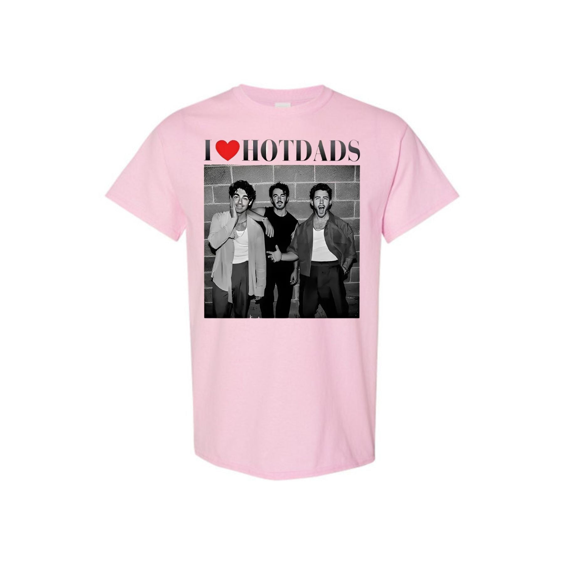 "I Love Hot Dads" Funny Jonas Siblings Tour Tee - Vintage Graphic Shirt, Concert Fan Gift-Pasimax