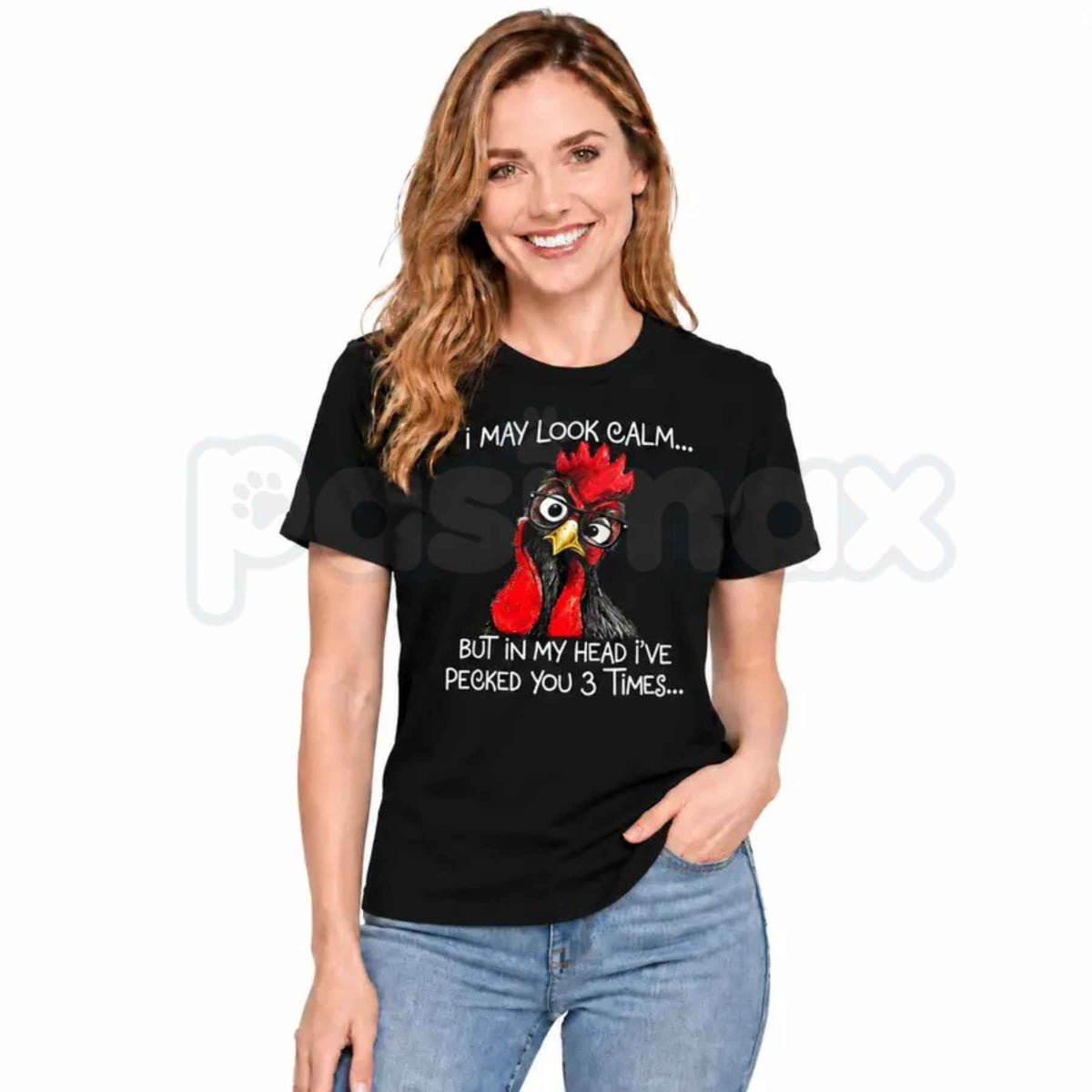 I May Look Calm But Ive Pecked You 3 Times T-Shirt – Funny Chicken Humor Tee-Pasimax