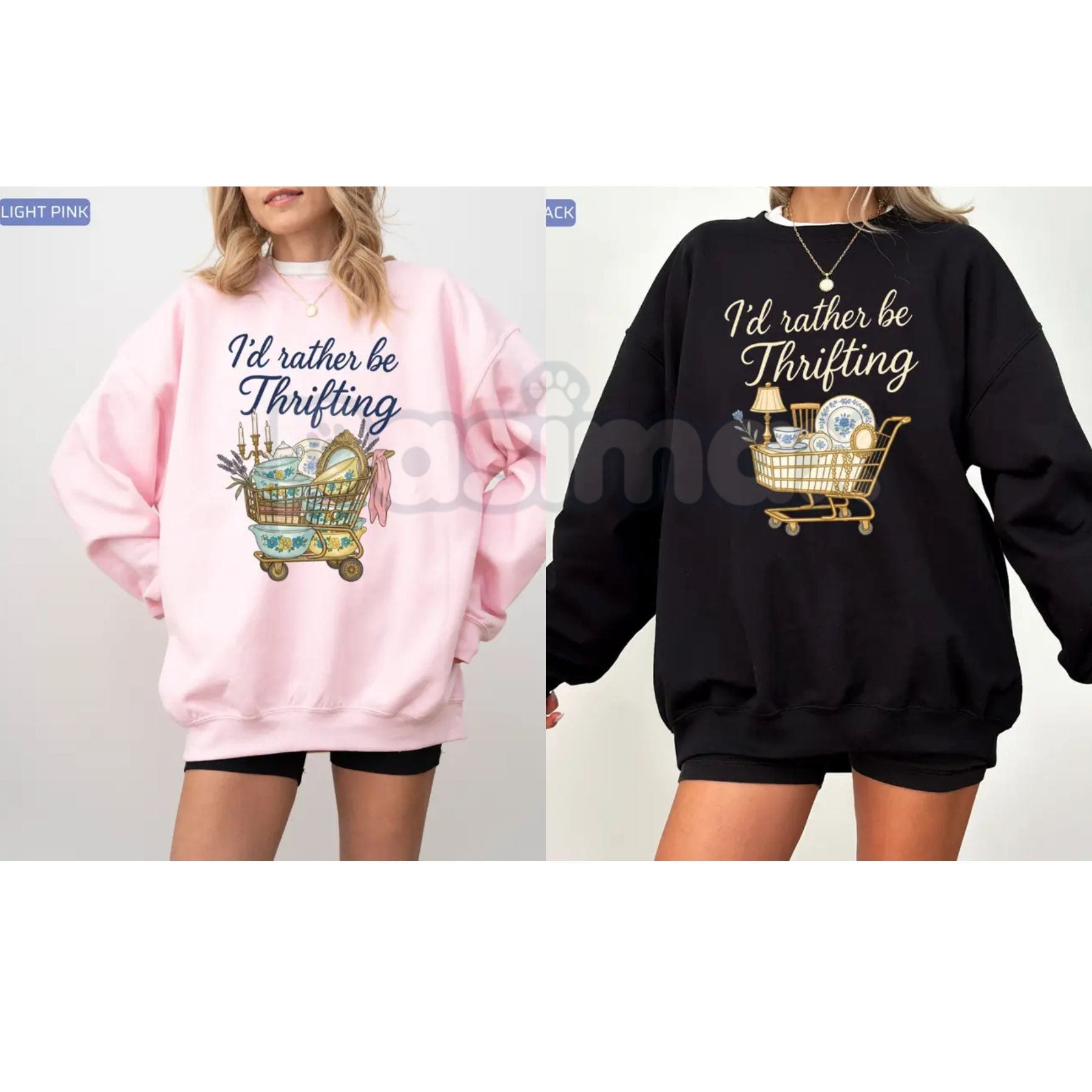 I’d Rather Be Thrifting Sweatshirt | Vintage Thrift Lover Graphic Shirt | Retro Reseller Crewneck | Aesthetic Thrifter Gift | Flea Market Lover Pullover | Sustainable Fashion Jumper-Pasimax