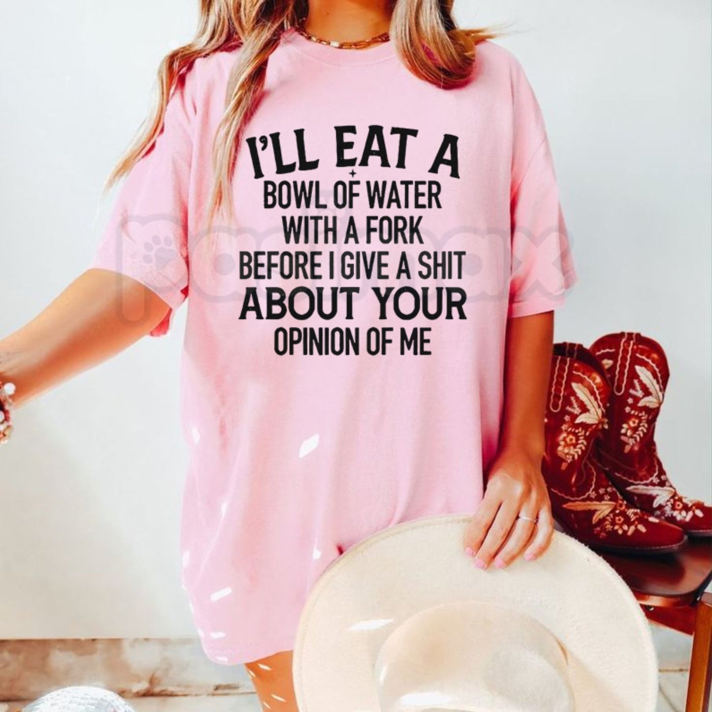 "I'll Eat Water With A Fork" Funny T-Shirt – Sarcastic Petty Graphic Tee, Premium 100% Cotton Unbothered Opinion Top, Soft Lived-In Heavyweight Brutal Honesty Shirt, Made in USA-Pasimax