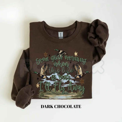 I'll Fly Away Sweatshirt | Christian Duck Hunting Hymn Graphic Top-Pasimax