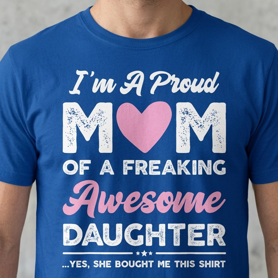 "I'm A Proud Mom" Funny T-Shirt – Witty Gift From Daughter Graphic Tee, Remastered Heavy Cotton Mother's Day Top, Soft Lived-In Heavyweight Sarcastic Family Shirt, Made in USA-Pasimax