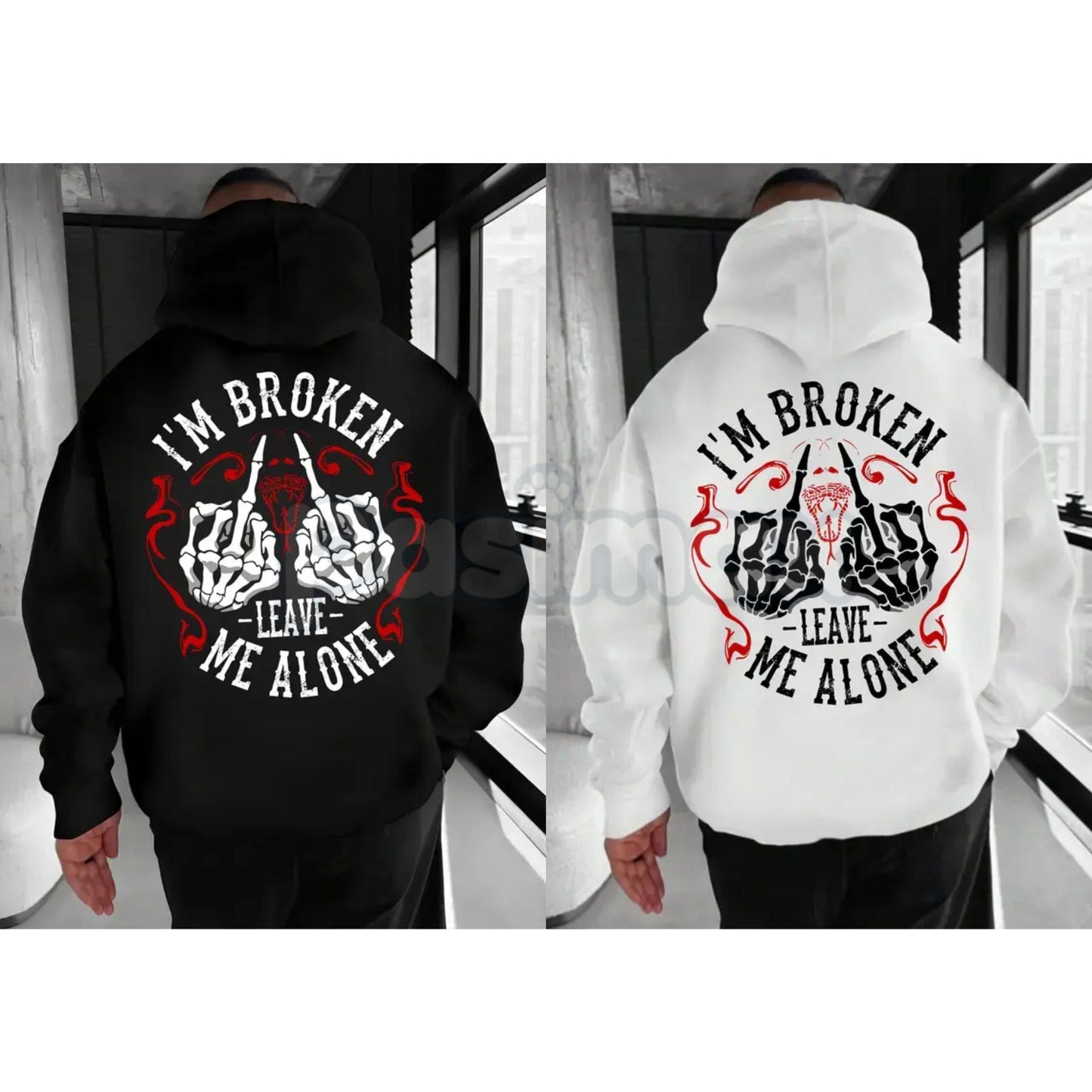 "I’m Broken Leave Me Alone" Hoodie – Aesthetic Emo Streetwear, Moody Grunge Statement Pullover, Unisex-Pasimax