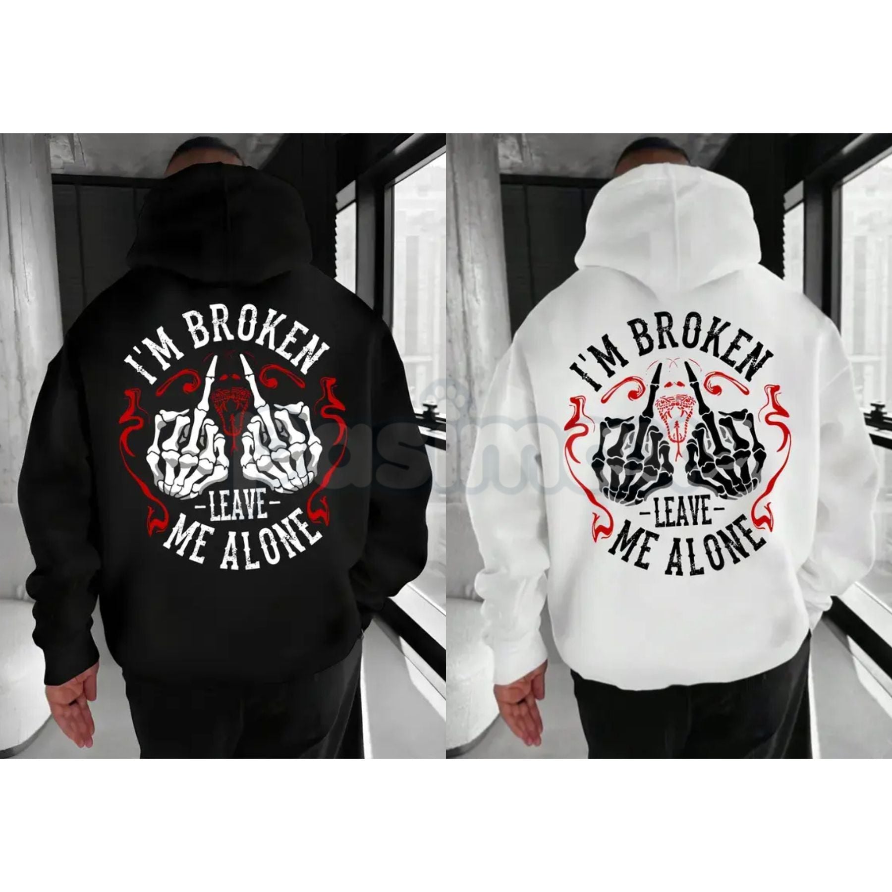 "I’m Broken Leave Me Alone" Hoodie – Aesthetic Emo Streetwear, Moody Grunge Statement Pullover, Unisex-Pasimax