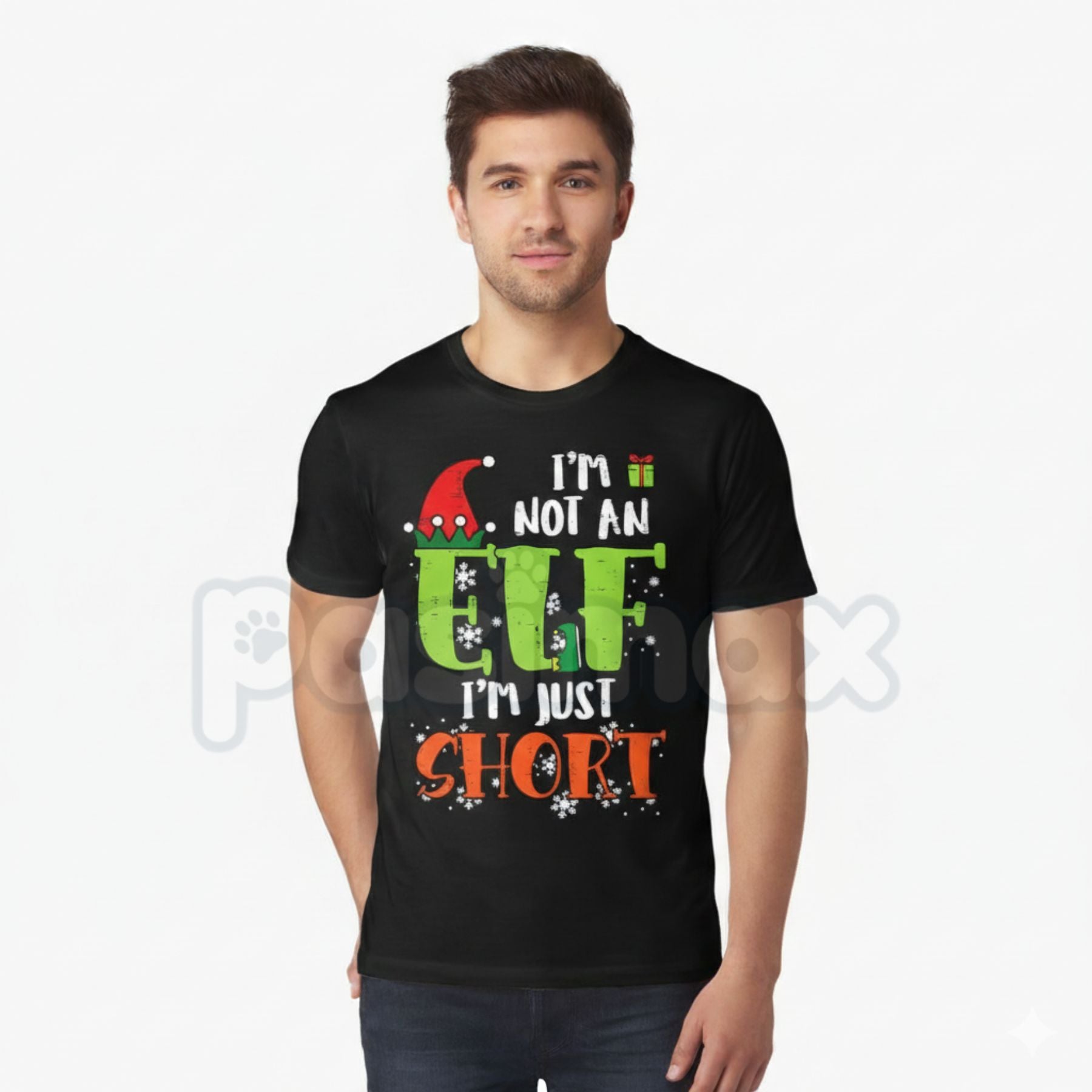 "I'm Not An Elf Just Short" Funny Christmas T-Shirt - Sarcastic Holiday Height Humor Tee, Short People Christmas Slogan, Relatable Winter Gift-Pasimax