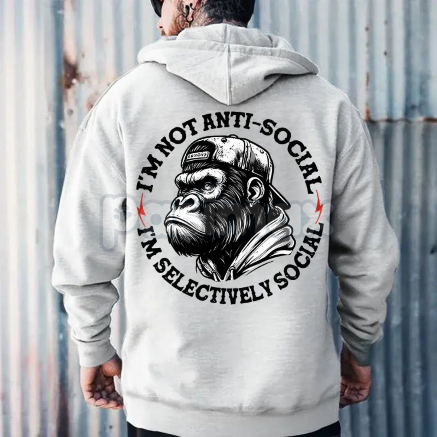 "I’m Not Anti-Social I’m Selectively Social" Printed Men's Hoodie – Introvert Statement Pullover, Funny Slogan Apparel, Unisex-Pasimax
