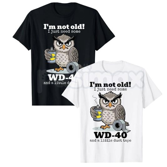 "I'm Not Old I Just Need Some Owl" T-Shirt – Funny Sarcastic Animal Tee, Premium 100% Cotton Wise Bird Top, Soft Lived-In Heavyweight Punny Humor Shirt, Made in USA-Pasimax