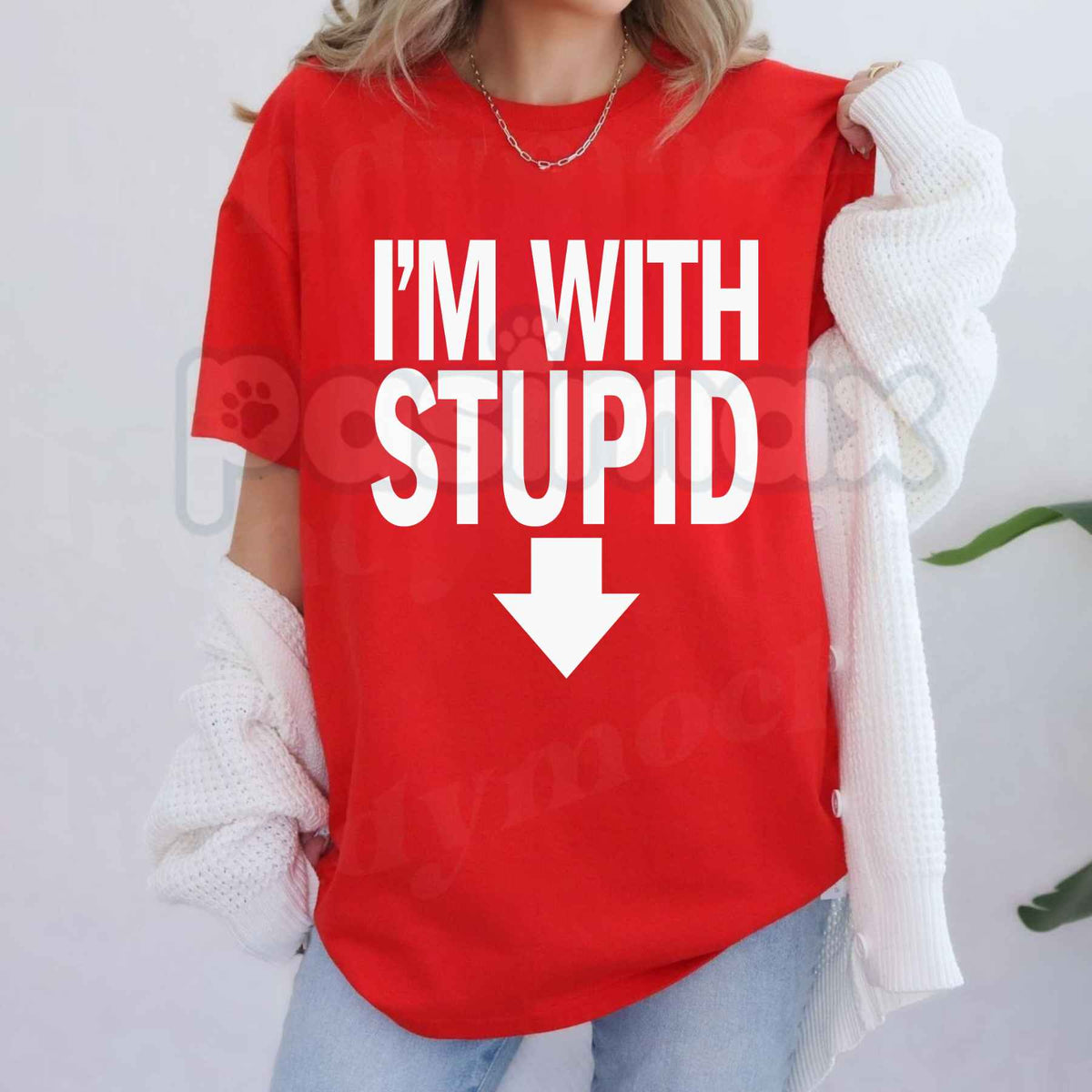 I'm With Stupid T-Shirt – Classic Funny Novelty Arrow Graphic Unisex Tee-Pasimax