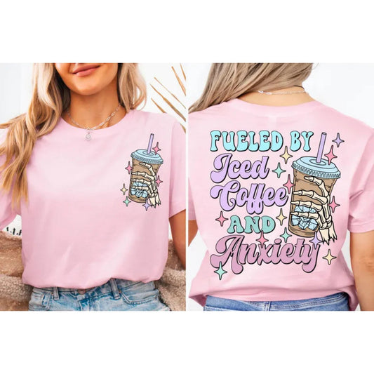 "Iced Coffee" Self-Care T-Shirt - Comfortable Tee for Mental Health, Everyday Graphic Apparel-Pasimax