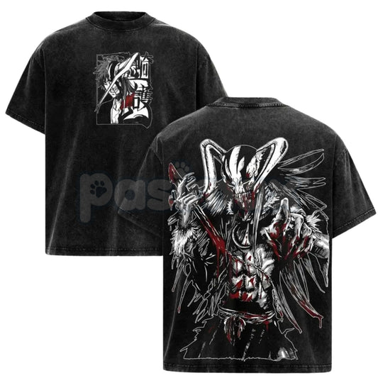 Ichigo Hollow Form Bleach Washed T-Shirt – Retro Vasto Lorde Graphic Tee, Lightweight Cotton Anime Streetwear
-Pasimax
