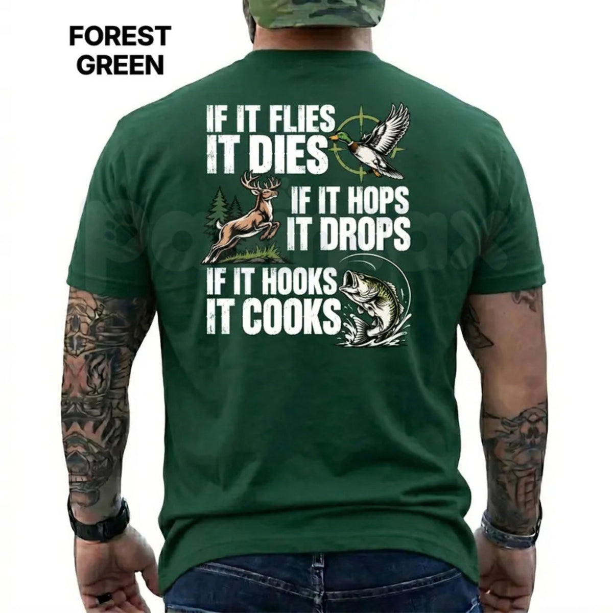 If It Flies It Dies If It Hops It Drops T-Shirt – Funny Hunting Fishing Graphic Tee-Pasimax