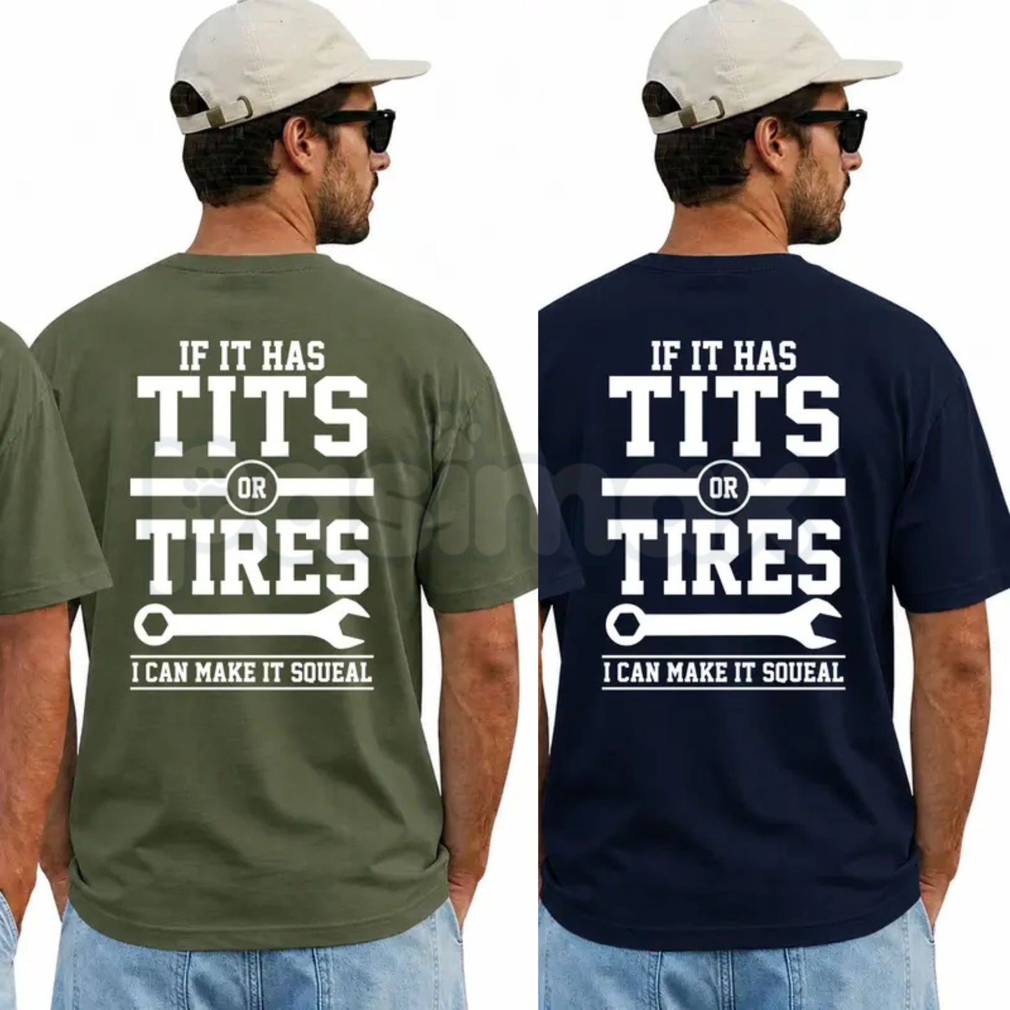 "If It Has Tits Or Tires, I Can Make It Squeal" Graphic T-Shirt – Funny Mechanic & Automotive Humor Unisex Crewneck Tee-Pasimax