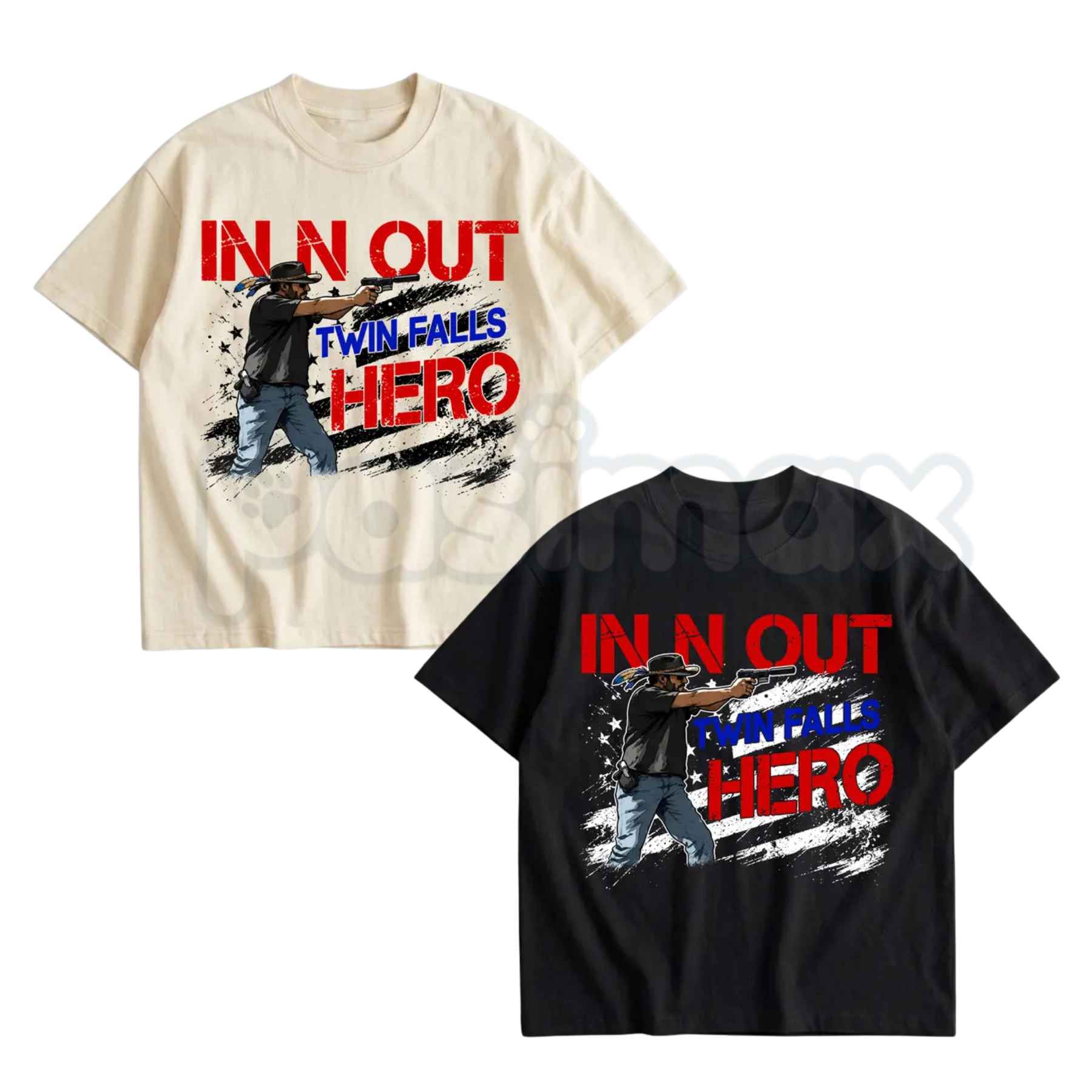 In N Out Twin Falls Hero T-Shirt – Vintage Graphic Unisex Cotton Fan Tee-Pasimax
