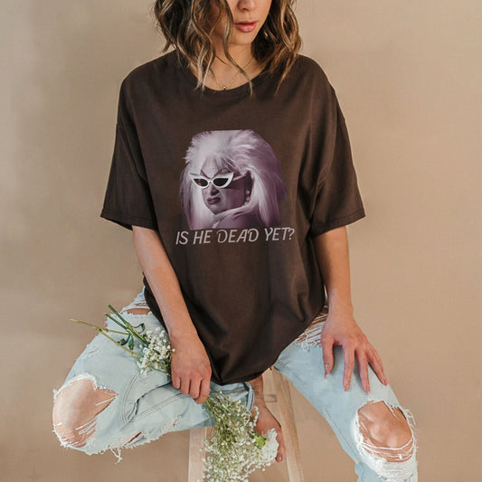 "Is He Dead?" Vintage T-Shirt - Funny Morbid Humor Tee, Women's Casual Streetwear Top-Pasimax