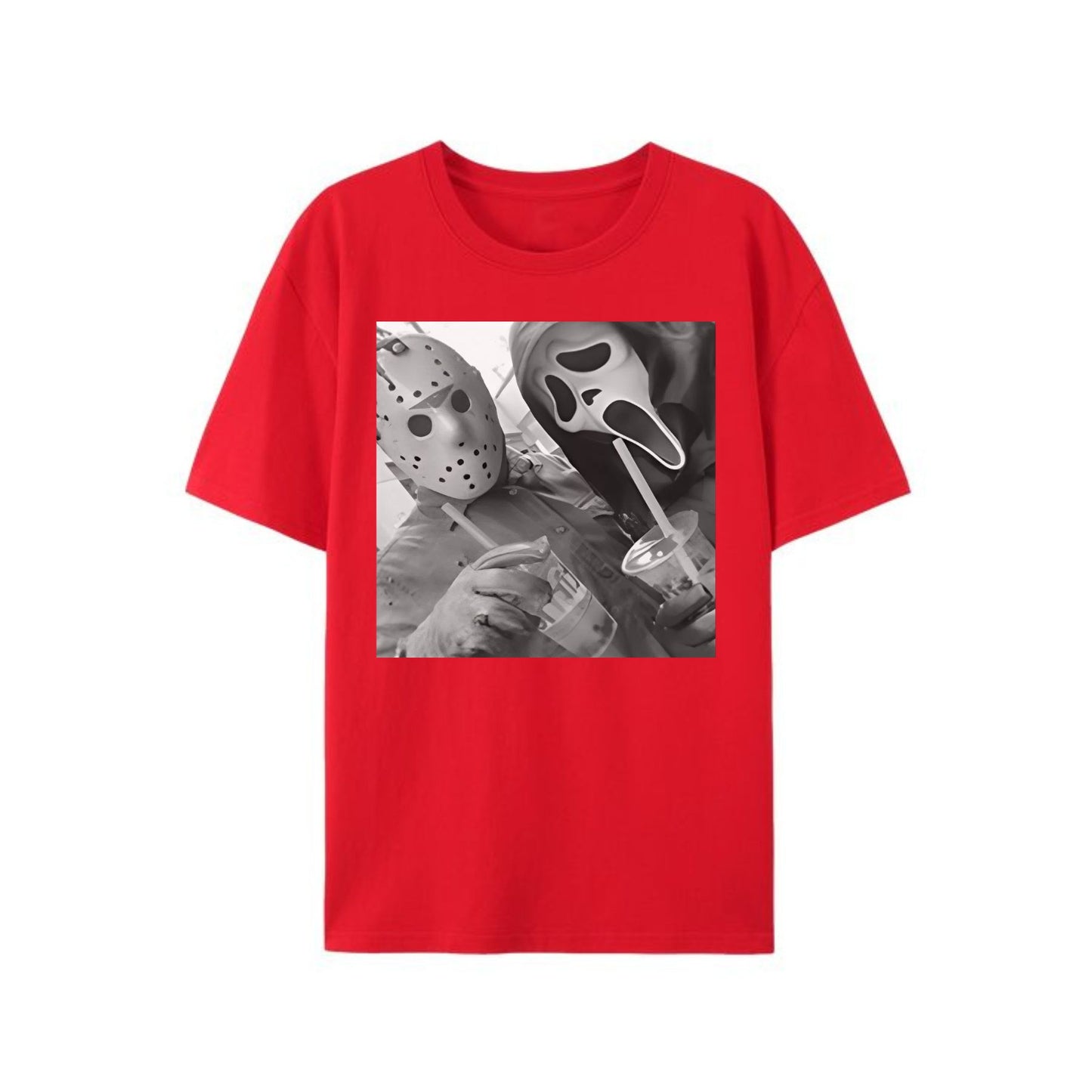 JASON & GHOSTFACE T-Shirt - Y2K 90s Graphic, Funny Halloween Tee, Unisex Horror Movie Shirt for Him & Her-Pasimax