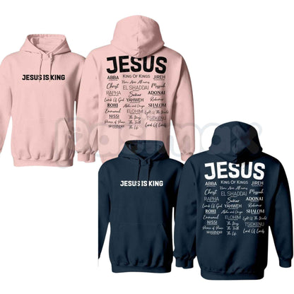 JESUS IS KING Gothic Hoodie – Vintage Christian Faith Graphic Pullover, Heavyweight Religious Streetwear Sweatshirt, Unisex Heavy Blend-Pasimax