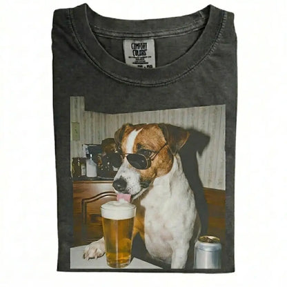 Comfort Colors® Custom Dog Breeds Drinking Beer T-Shirt – Vintage 90s Funny Edgy Dog Meme Tee, Aesthetic Retro Brewery Lover Dog Dad Gift Top