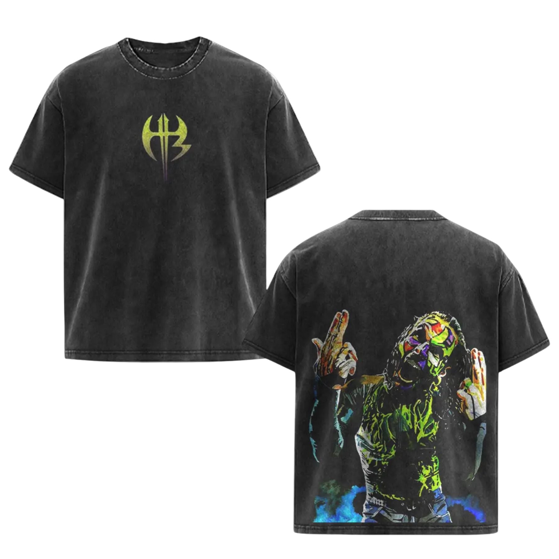 Jeff Hardy WWE Vintage Painted Face T-Shirt – Black Washed Oversized Retro Wrestler Tee-Pasimax