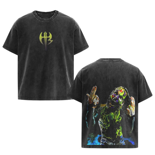 Jeff Hardy WWE Vintage Painted Face T-Shirt – Black Washed Oversized Retro Wrestler Tee-Pasimax