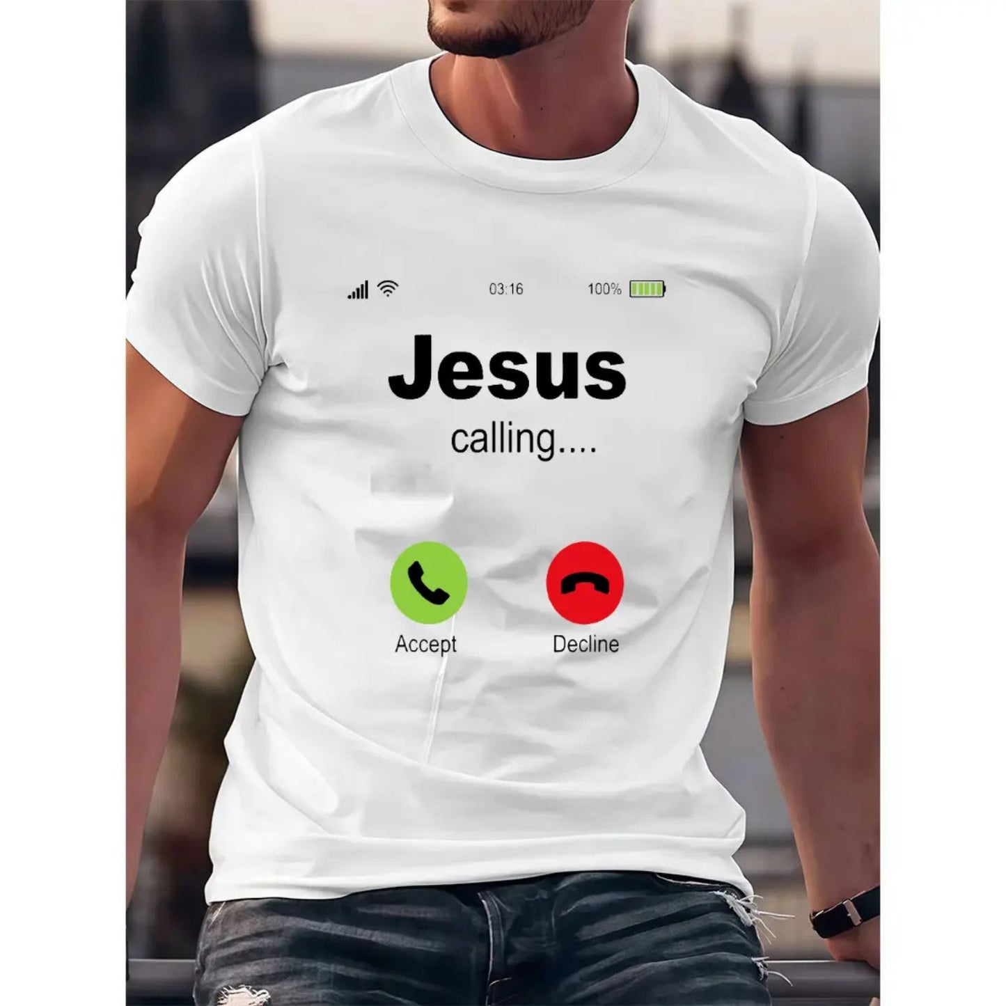 "Jesus Calling" Christian T-Shirt - Religious Bible Church Apparel, Faith-Based Tee-Pasimax