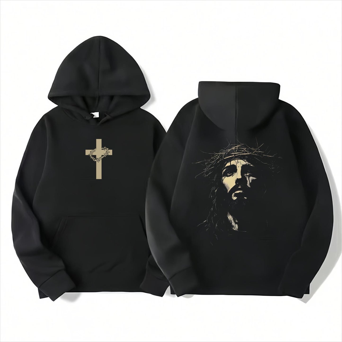 Jesus Crown of Thorns Hoodie – Christian Religious Pullover, Faith-Based Apparel, Unisex Gift-Pasimax
