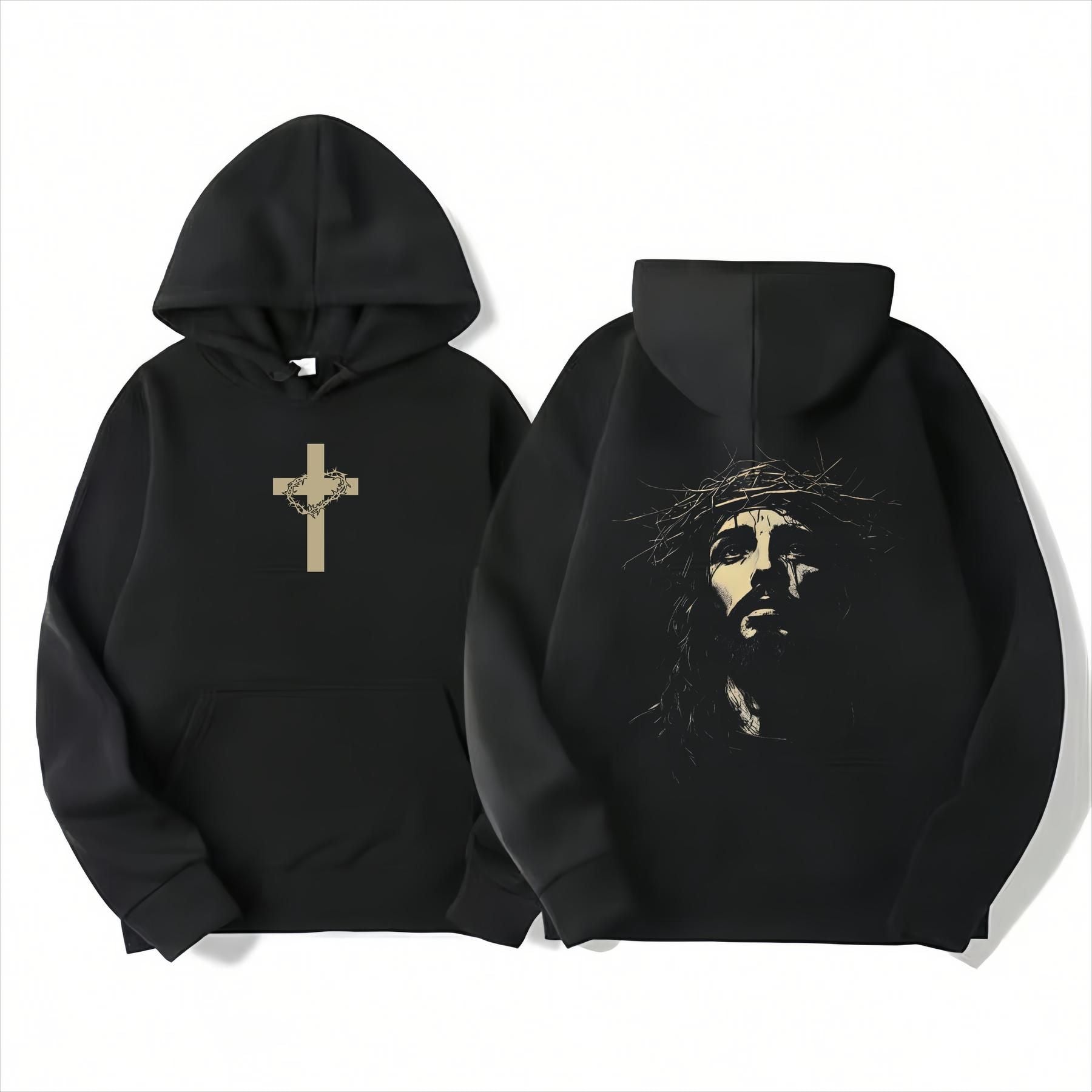 Jesus Crown of Thorns Hoodie – Christian Religious Pullover, Faith-Based Apparel, Unisex Gift-Pasimax