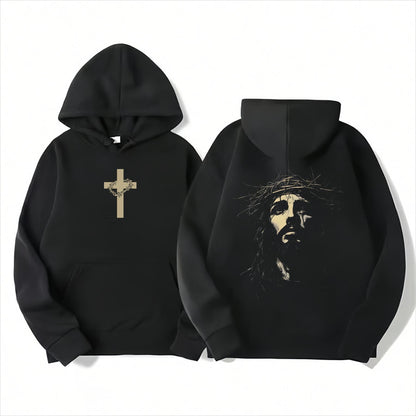 Jesus Crown of Thorns Hoodie – Christian Religious Pullover, Faith-Based Apparel, Unisex Gift-Pasimax