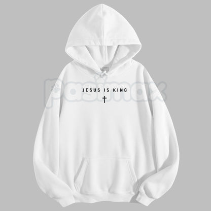 Jesus Is King Cross Graphic Hoodie – Faith-Based Christian Apparel, Religious Statement Pullover, Unisex-Pasimax