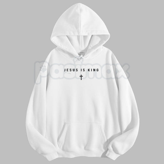 Jesus Is King Cross Graphic Hoodie – Faith-Based Christian Apparel, Religious Statement Pullover, Unisex-Pasimax