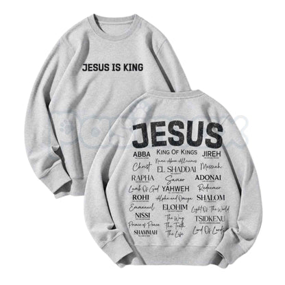 Jesus Is King Faith Crewneck Sweatshirt | Vintage Christian Graphic Top-Pasimax