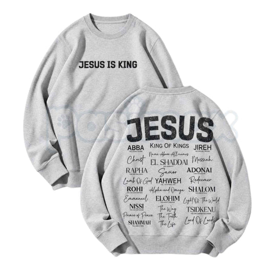 Jesus Is King Faith Crewneck Sweatshirt | Vintage Christian Graphic Top-Pasimax