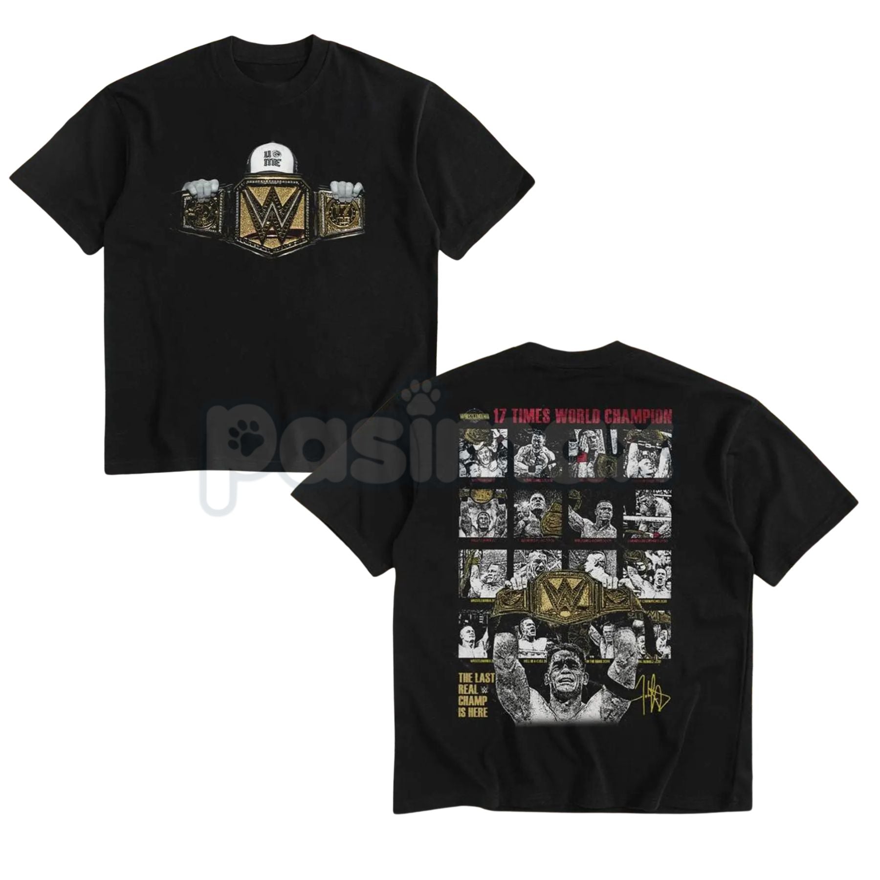 John Cena 17x Champion T-Shirt - WWE Superstar Legacy Tee, Wrestling Collector's Apparel, Never Give Up Statement Top-Pasimax