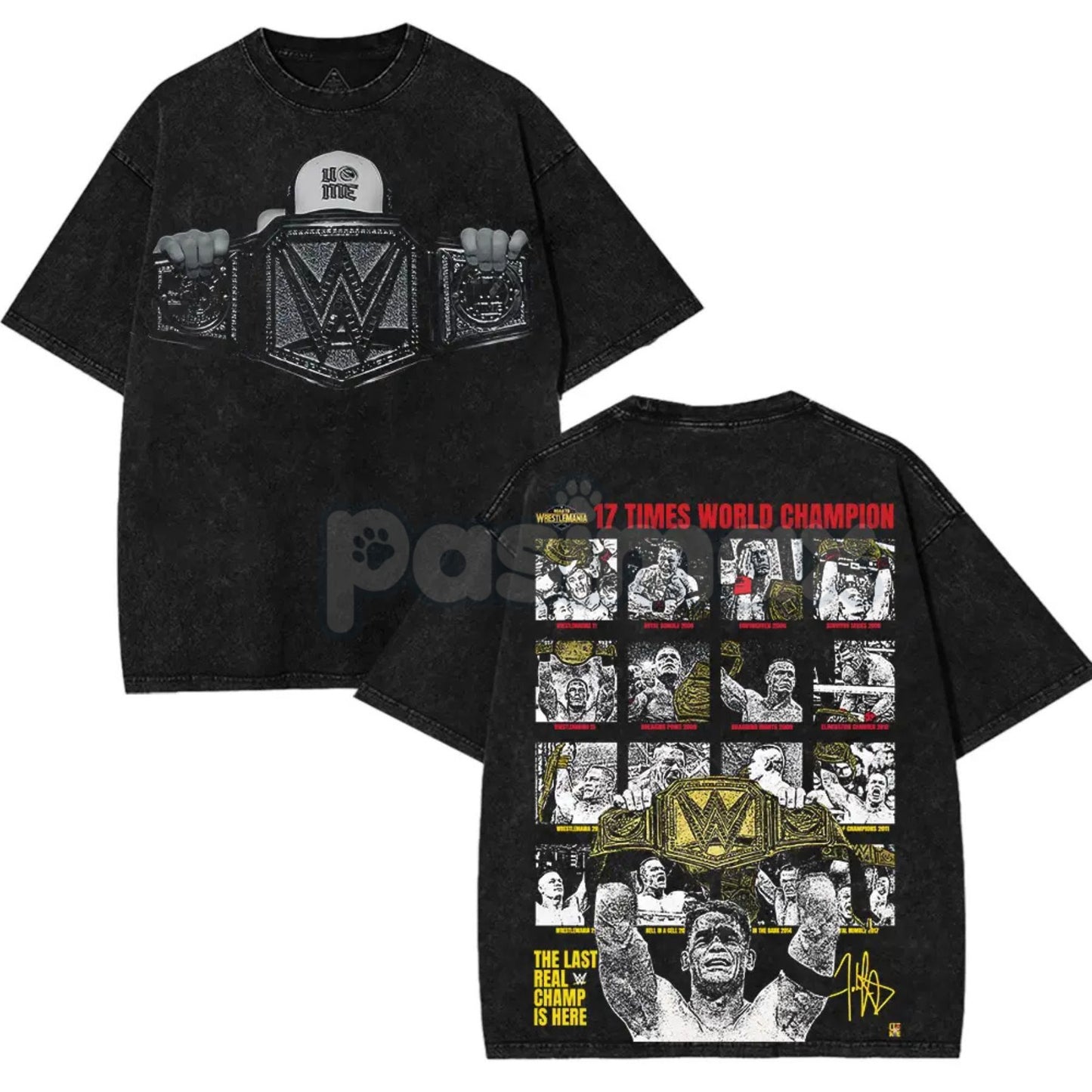 John Cena "The Last Real Champ" T-Shirt – Vintage Washed Oversized Cotton Graphic Tee, WWE Retro-Pasimax