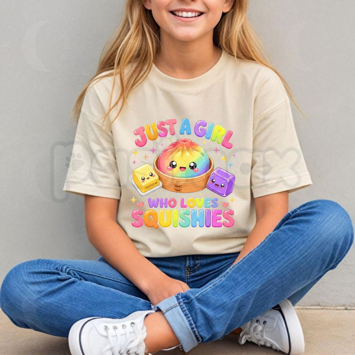 Just A Girl Who Loves Squishies Cute Kawaii Kid T-Shirt – Soft Plush Toy Graphic Tee-Pasimax