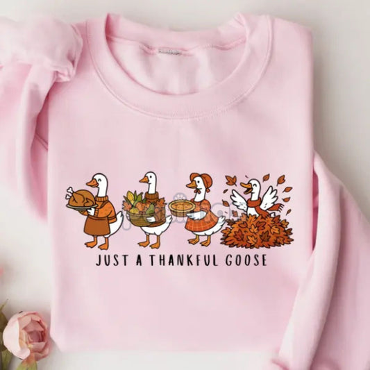 Just a Thankful Goose Sweatshirt – Funny Silly Goose Thanksgiving Fall Crewneck-Pasimax