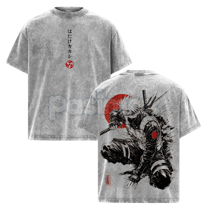 Kakashi Hatake T-Shirt – Washed Vintage Naruto Anime Oversize Streetwear Tee, Sharingan Ninja Graphic Shirt-Pasimax