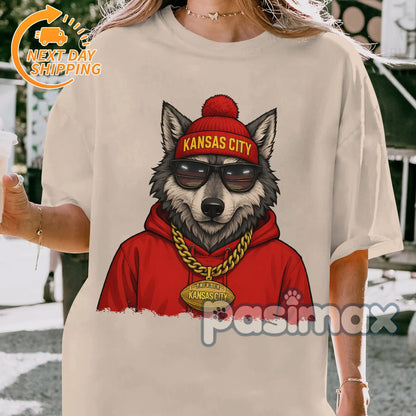 Kansas City Wolf T-Shirt - Urban Animal Graphic Tee, Local City Apparel-Pasimax