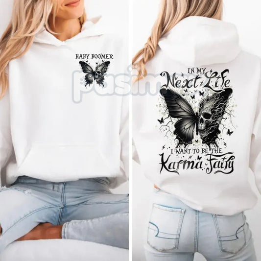 Karma Fairy Skull Butterfly Hoodie – Custom Generational Pullover, Gen X Baby Boomers Millennial Gift-Pasimax