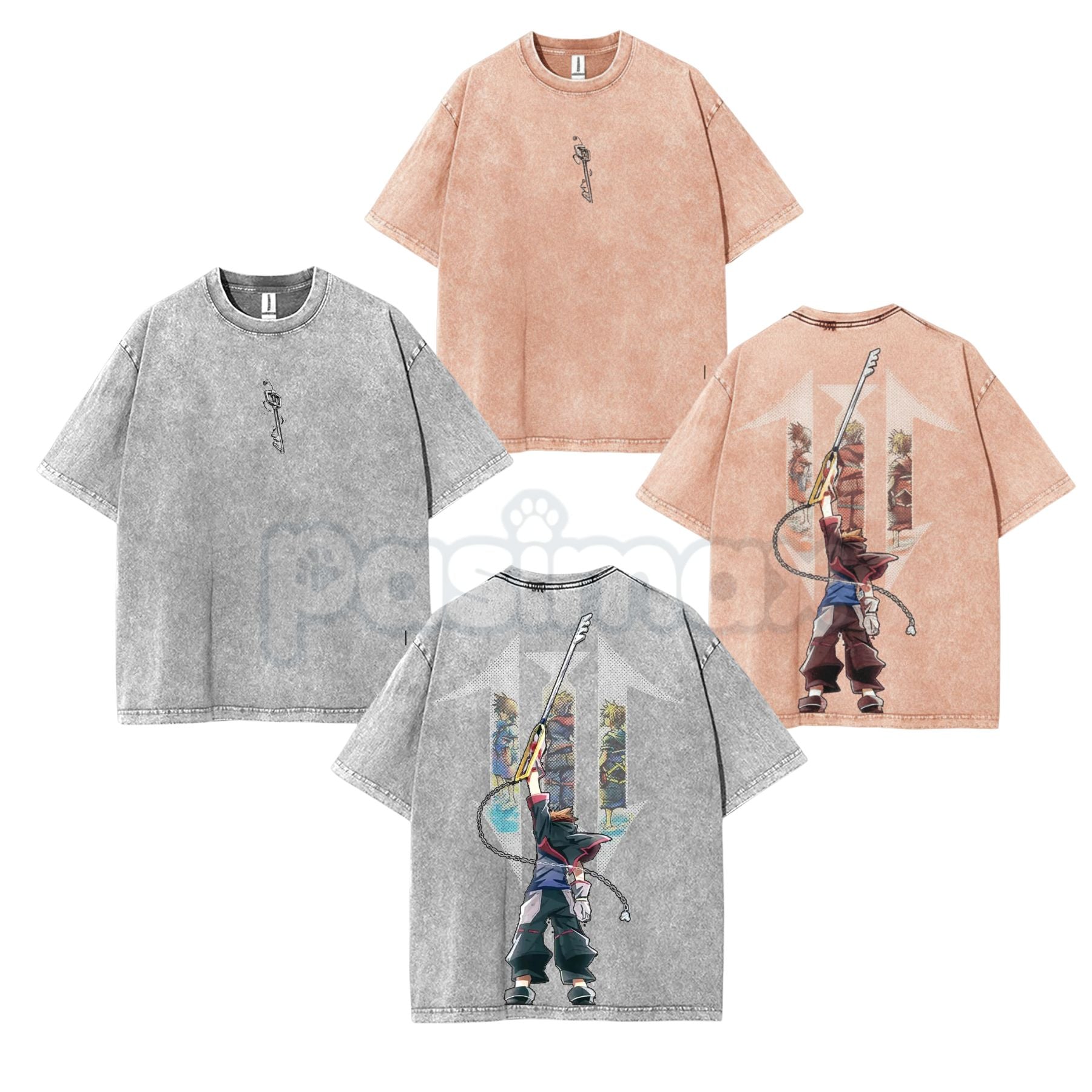 Kingdom Hearts Sora Double-Sided Washed T-Shirt – Sora Keyblade Master Vintage Anime Tee-Pasimax