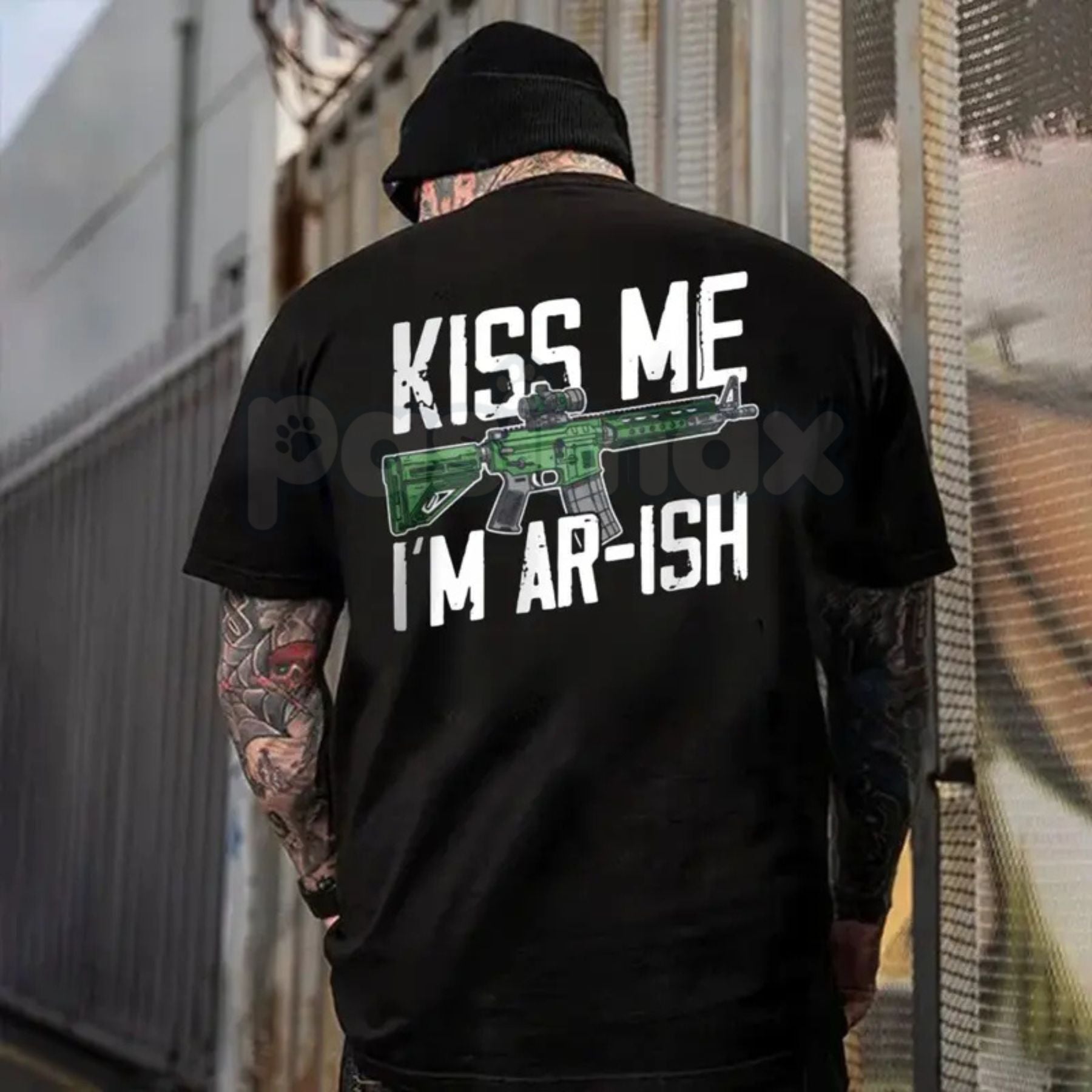 "Kiss Me I’m AR-ish" Funny St Patrick’s Day Shirt for Men - Witty Gun Humor Tee, 2nd Amendment Irish Apparel, Unisex Holiday Pun Top-Pasimax