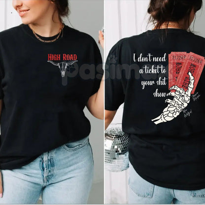 Koe Wetzel "Ticket To Your Shit Show" 2-Sided T-Shirt - High Road Country Music Tee, Unisex Concert Apparel-Pasimax