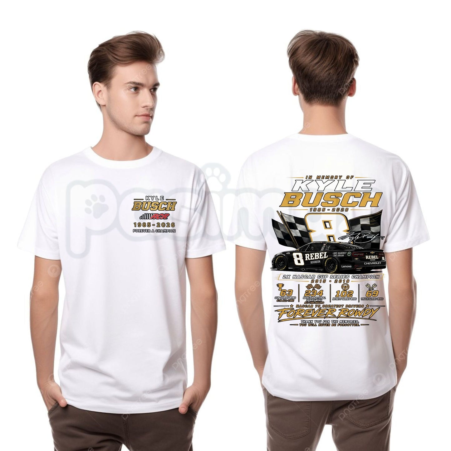 Kyle Busch "1985-2026 Memorial" T-Shirt – Ironic Forever Rowdy Vintage Racing Tribute Graphic Tee-Pasimax